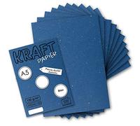 NEUSER PAPIER Carta kraft vintage blu, 50 fogli, formato DIN A5, 120 g/m², 21 x 14,8 cm, carta riciclata 100% ecologica, carta da lettere