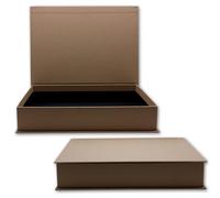 NEUSER PAPIER Confezione regalo con coperchio ribaltabile, 1 pezzo, DIN A4, rivestimento marrone sabbia, interno nero, 334 x 242 x 65 mm, scatola portaoggetti