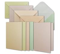 NEUSER PAPIER Set di 25 biglietti di invito in madreperla con buste, set di biglietti vuoti con scatola regalo, formato DIN A6, in 5 diversi colori pastello, 10,5 x 14,8 cm