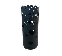 Neustein Portaombrelli dal design moderno in metallo, a forma di cuore, rotondo, per casa e ufficio, 2 ganci, 2 vassoi di raccolta dell'acqua, altezza 49 cm, portaombrelli (nero)