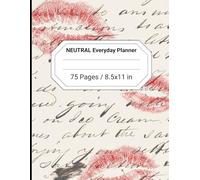 Neutral Everyday Planner - 31-Day Undated Monthly Planner for Goal Setting, Habit Tracking, Meal Planning, Daily Organization & Notes, 75 Pages, Vintage Letter & Kiss Design