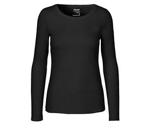 Neutral Maglia a maniche lunghe da donna in 100% cotone biologico e commercio equo e solidale, sostenibile, comoda e versatile, perfetta per il tempo libero e la vita quotidiana, nero, L
