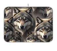 Neutral Wolf - Tappetino scolapiatti in microfibra, reversibile, 45,7 x 61 cm, colore: blu