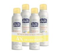 Neutro Roberts Deodorante Spray Fresco Giallo, Bergamotto e Zenzero, Zero Sali di Alluminio, Zero Macchie, con Puro Olio di Glicerina, Uomo e Donna, Dermatologicamente testato, 48h - 4 Pezzi da 150 ml