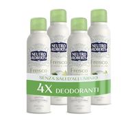 Neutro Roberts, Deodorante Spray Fresco Verde, Té Verde e Lime, Zero Sali di Alluminio, Zero Macchie, con Puro Olio di Glicerina, Deo Uomo e Donna, Dermatologicamente Testato, 48h - 4 Pezzi da 150 ml