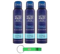 Neutro Roberts Deodorante Spray Uomo Fresco Essenza Marina, Deodorante Spray per uomini, efficace 48 ore senza sali, 150 ml + portachiavi Beni Culinari