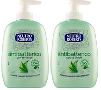 Neutro Roberts Sapone Liquido Antibatterico con Tè Verde, Sapone Liquido per le Mani con Ingredienti Naturali, Flacone in Bio Plastica, Riciclabile, Dermatologicamente Testato, Confezione 200 ml