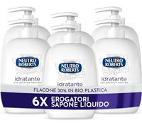 Neutro Roberts, Sapone Liquido Idratante con Glicerina, Sapone Liquido per le Mani con Ingredienti Naturali - Flacone in Bio Plastica, Riciclabile - Confezione da 6x200 ml