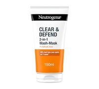 Neutrogena Clear & Defend - Maschera di lavaggio 2 in 1 (1 x 150 ml), detergente viso purificante e maschera all'argilla per pelli grasse e soggette a macchie, maschera per il viso con acido