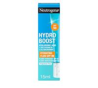 Neutrogena Hydro Boost Fluido Idratante SPF 50, Crema solare viso 50 con Acido Ialuronico, Niacinamide e Pro-Vitamina B5, Crema viso SPF 50 in fluido, Protezione solare in mini size da 15 ml