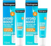Neutrogena Hydro Boost Fluido Idratante SPF 50, Crema solare viso 50 con Acido Ialuronico, Niacinamide e Pro-Vitamina B5, Crema viso SPF 50 in fluido, Protezione solare in mini size da 15 ml