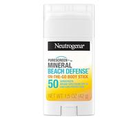 Neutrogena Purescreen+ Mineral Beach Defense On-The-Go Body Sunscreen Stick with Broad Spectrum SPF 50, Water Resistant UVA/UVB Protection, Absorbs Quickly & Dries Clear, 1,5 oz