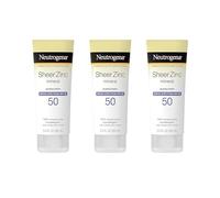 Neutrogena Sheer Zinc Oxide Dry-Touch Mineral Sunscreen Lotion, Broad Spectrum SPF 50 UVA/UVB Protection, Water-Resistant, Hypoallergenic and Non-Greasy, Paraben-Free, 3 fl. Oz, confezione da 3