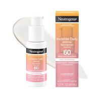 Neutrogena Siero viso Invisible Daily Defense con SPF 60+ ad ampio spettro per aiutare il tono della pelle uniforme, senza olio, non unto, complesso antiossidante per aggressori ambientali, 1,7 fl. oz