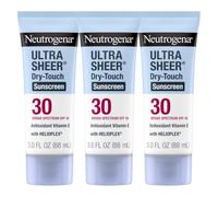 Neutrogena Ultra Sheer Dry-Touch Sunscreen Lozione Broad Spectrum SPF 30 UVA/UVB, senza ossibenzone, impermeabile, non comedogenica, non greasy, da viaggio, 3 pezzi