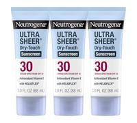 Neutrogena Ultra Sheer Dry-Touch Sunscreen Lozione Broad Spectrum SPF 30 UVA/UVB, senza ossibenzone, impermeabile, non comedogenica, non greasy, da viaggio, 3 pezzi