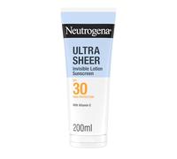 Neutrogena Ultra Sheer Lozione Invisibile Crema Solare SPF 30, 200 ml | Protezione solare 30 viso e corpo, Tutti i tipi di pelle, Con Vitamina E, Resistente all'acqua, Ultra-leggera, Senza profumo