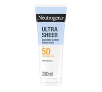 Neutrogena Ultra Sheer Lozione Invisibile Crema Solare SPF 50, 200 ml | Protezione solare 50 viso e corpo, Tutti i tipi di pelle, Con Vitamina E, Resistente all'acqua, Ultra-leggera, Senza profumo
