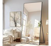 NeuType Specchio a figura intera, grande cornice in alluminio nero, 180,3 x 81,3 cm, vetro infrangibile infrangibile, montaggio a parete, palestra domestica