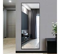 NeuType Specchio da Terra Regolabile con Cornice Rettangolare e Supporto 163 x 54cm Lunga Lega di Alluminio Specchio Figura Intera Specchio da Parete Lungo per Soggiorno, Camera da Letto Nero