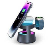 NEUTYPECHIC Altoparlante Bluetooth con caricatore a induzione 5 in 1, lampada da scrivania, supporto inclinabile 65°, luce notturna