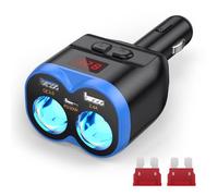 NEUTYPECHIC Caricabatteria da Auto Accendino Accendisigari, USB C Splitter, 180W Adattatore per 12V/24V PD QC 3.0 Con Interruttore Voltmetro LED, Adatto per Telefoni cellulari, Tablet, GPS