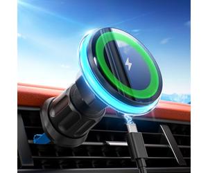 NEUTYPECHIC Caricatore Wireless Auto Ricarica Rapida da 15 W, Supporto Magnetico Cellulare Aspirazione Super Forte, Supporto Stabile Magnete per Cellulare Auto con Luce Atmosferica Streamer