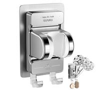 NEUTYPECHIC Supporto Doccia Regolabile con Doppi Ganci, 45° Inclinabile Supporto Soffione Doccia, Senza Foratura Porta Doccino per Doccia Super Adesivo a Prova di Umidità