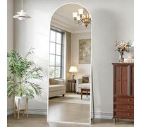 NEUWEABY Specchio a figura intera, 162 x 53 cm specchio da pavimento con supporto, specchio ad arco Bianco da terra o da appoggio per camera da letto e soggiorno