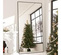 NEUWEABY Specchio a figura intera, 193x86cm Grande specchio da terra in Nero Appeso o appoggiato in piedi Specchio per tutto il corpo Montato a parete, specchio rettangolare per camera da letto