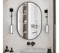 NEUWEABY Specchio da bagno ovale, Specchio ovale da parete per vanità, 50x75cm Nero Specchio da bagno per lavabo, Capsula da parete, Specchio in metallo per decorazione