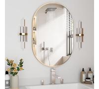 NEUWEABY Specchio da bagno ovale, Specchio per capsule da parete per vanità, Specchio per pillole 50x75cm Oro Specchio da parete Decor per ingresso, camera da letto, soggiorno
