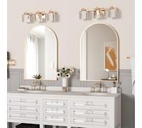 NEUWEABY Specchio da parete ad arco da parete per bagno, 2 pezzi 60x90 cm dorato specchio da bagno ad arco con cornice in metallo, decorazione per camera da letto