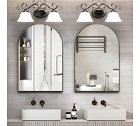 NEUWEABY Specchio da parete ad arco, specchio da parete per bagno, 60 x 90cm specchio da bagno ad arco con cornice in metallo, 2 pezzi specchio da trucco nero, decorazione per mantello