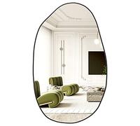 NEUWEABY Specchio da parete irregolare, Specchio da bagno asimmetrico Argento, Grande specchio da bagno unico nel suo genere 85x 52 cm Forma moderna Spogliatoio per ingresso soggiorno