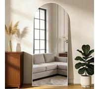 NEUWEABY Specchio da pavimento ad arco 165 x 60cm con specchio a figura intera con supporto, grande specchio a tutto il corpo da appendere o appoggiato alla parete per camera da letto, Bianco