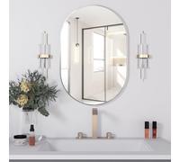 NEUWEABY Specchio ovale da bagno da parete, specchio ovale da 50 x 75 cm specchio da bagno argento per sopra il lavandino, specchio da parete per pillole, specchio moderno con cornice in metallo