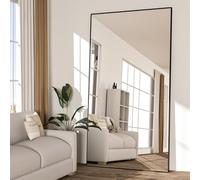 NEUWEABYSpecchio intero 198 x 96 cm da pavimento nero con supporto, grande specchio rettangolare per camera da letto, telaio in lega di alluminio