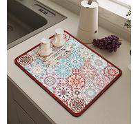 NeuWee Tappetino Scolapiatti, Tappetini Lavello Cucina Super Assorbente e Asciugatura Rapida, Tappetino per Asciugare i Piatti, Tappetini per caffè, Tappetino da Bar, 40×50cm (Rossa Stampa)