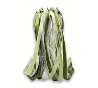 Neuytiky 30 bacchette da sposa verdi, bacchetta magiche per matrimonio con campane e nastri, bacchette nuziali bianche wedding wands, bacchetta da fata in seta per feste e cerimonie