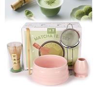 Neuytiky 5 Pezzi Matcha Kit,Set di Matcha per Cerimonia Giapponese,Cofanetto Matcha per la Cerimonia del tè, Con Matcha Bowl, Frusta Matcha, Supporto Matcha Whisk, Cucchiaini, Matcha Whisk Set