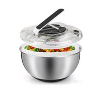 Neuytiky Centrifuga per Insalata in Acciaio Inossidabile 4,5L, asciugatrice per Verdure Grande Easy Press, Spinner per Frutta e Verdura in Acciaio Inossidabile,per Lavare e Scolare Le Insalate