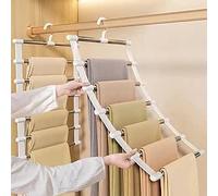 Neuytiky Gruccia per Pantaloni 6 in 1 in Acciaio Inossidabile, Salvaspazio, Girevole 360° per Jeans, Scarpe, Sciarpe, Asciugamani, Cravatte - Per Armadio, Casa, Ufficio, Dormitorio
