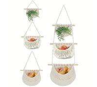 Neuytiky Organizer da Appendere alla Parete 3 Pezzi, Organizer da Bagno in Tessuto, Porta Oggetti da Parete con Tasche Multiuso per Camera da Letto, Ufficio, Soggiorno, Campeggio, Stile Boho