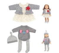 Neuytiky Vestiti per Bambole 35-43 cm,Vestiti per Bambole per New Born Baby Doll, Abiti Carini Compatibile con Baby Born, Baby Annabell, Nenuco e Altri, Confezione da 2(Bambola Non Inclusa)