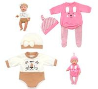 Neuytiky Vestiti per Bambole 35-43 cm,Vestiti per Bambole per New Born Baby Doll, Abiti Carini Compatibile con Baby Born, Baby Annabell, Nenuco e Altri, Confezione da 2(Bambola Non Inclusa)
