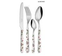 NEVA | BISTROT Roses Collection Set 24 Posate, Set Posate in Acciaio Inox, Lavaggio in Lavastoviglie, Decorazione Indelebile, Micro Rose Rosa