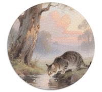 Nevada Cat Rundes 1000 Puzzle Animals Rundes Puzzle Familienpuzzle Stressabbau-Spielzeug Für Erwachsene Kinder Bunte Kunst 1000pcs (67.5x67.5cm)
