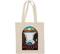 Nevada Las Vegas Dam Vintage Retro Style Travel Poster Cotone Naturale Tote Bag Bianco