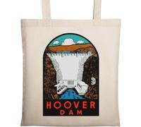 Nevada Las Vegas Dam Vintage Retro Style Travel Poster Naturale Cotone Ecologico Tote Bag Beige